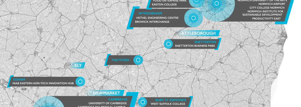 Cambridge Norwich Tech Corridor Location Map