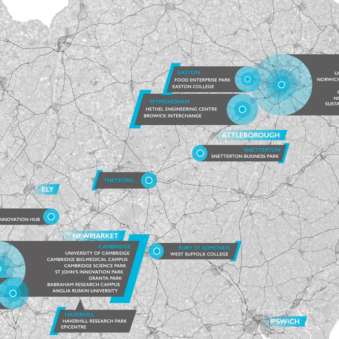 Cambridge Norwich Tech Corridor Location Map